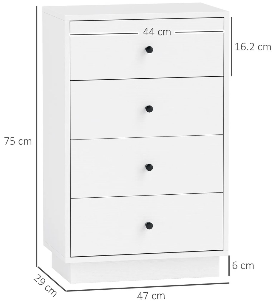 HOMCOM Sertar șifonier cu 7 sertare dulap din material lemnoas în stil modern 47 x 29 x 75 cm Alb | Aosom Romania