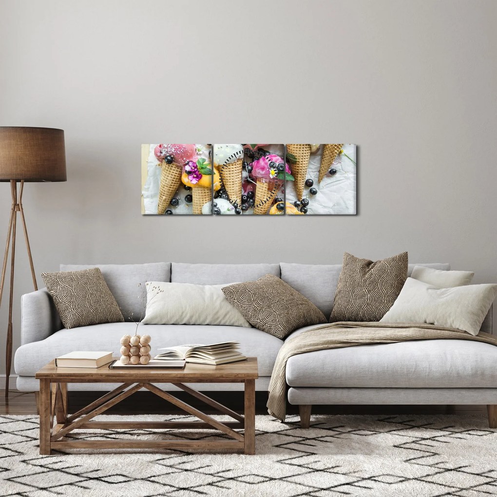 Tablou cu înghețată (cu ceas) (90x30 cm)
