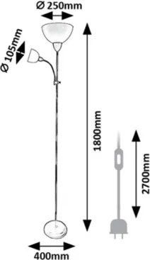 Rabalux 74109 - Lampadar ACTION PRO 1xE27/60W/230V + 1xE14/25W, negru