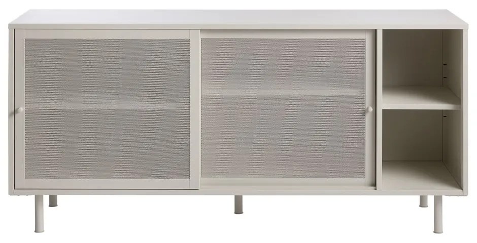 Comodă albă joasă din metal cu ușă glisantă 160x75 cm Veep – Unique Furniture