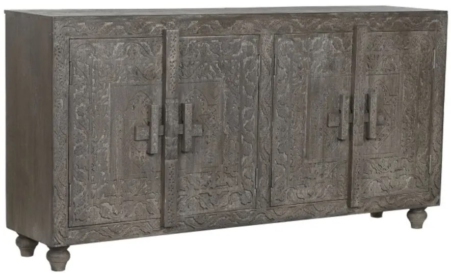 Comoda, gri, din lemn masiv sculptat, Arvane