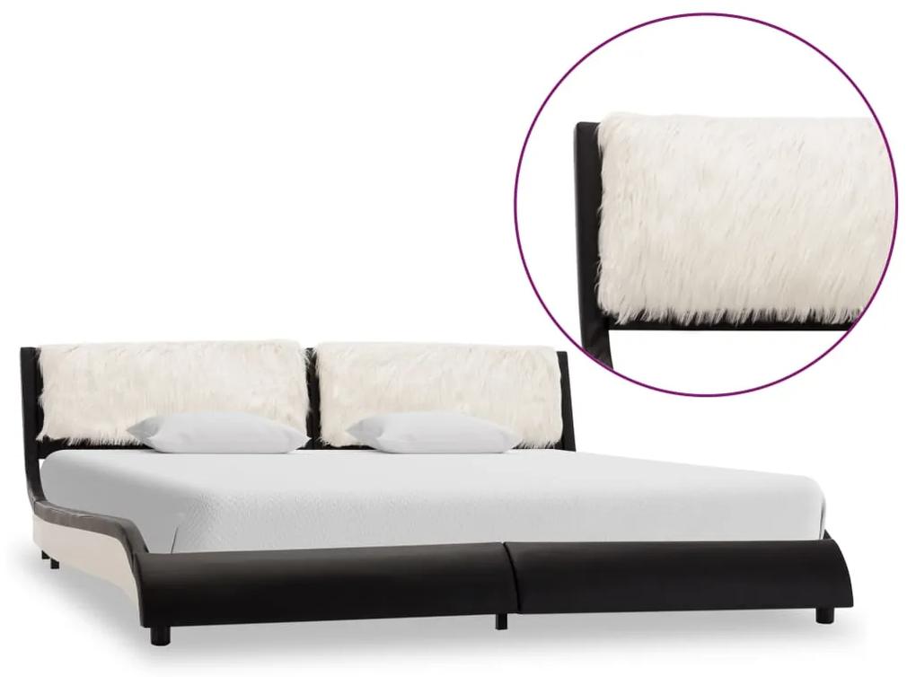 280360 vidaXL Cadru de pat, negru și alb, 160 x 200 cm, piele ecologică