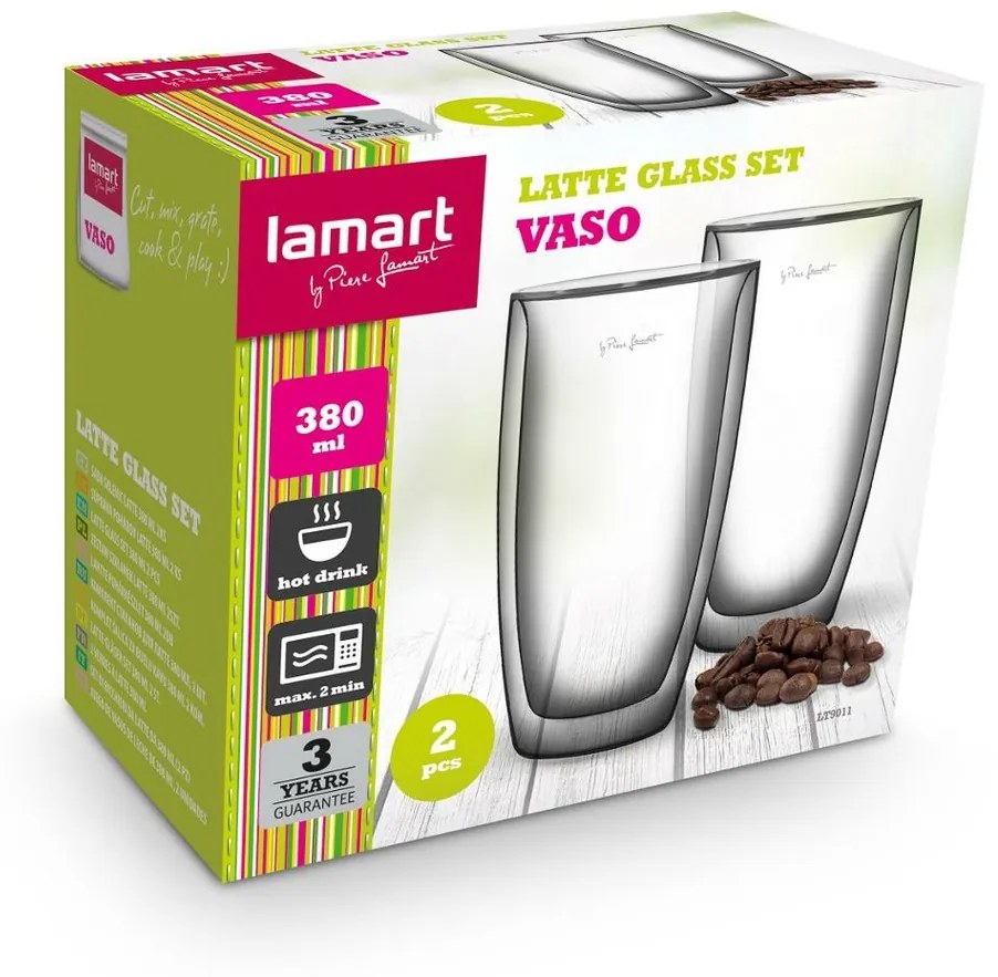 Lamart LT9011 set de pahare Café Latte Vaso, 380ml, 2 buc