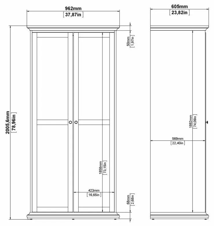 Șifonier gri 96x201 cm Paris – Tvilum