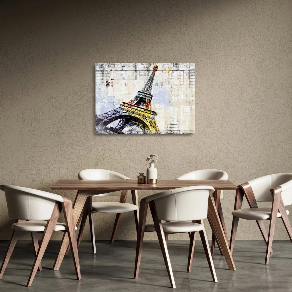 Tablou pe sticlă - Arta digitală a Turnului Eiffel (70x50 cm)