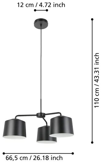 Lustră pe cablu CAGUANES 3xE27/40W/230V Eglo 900446