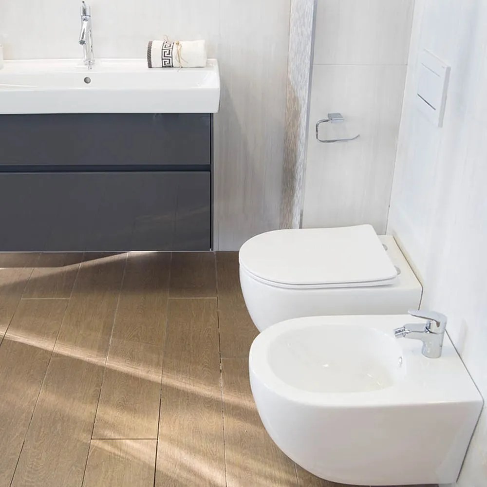 Bideu suspendat alb, Fluminia, Minerva Alb