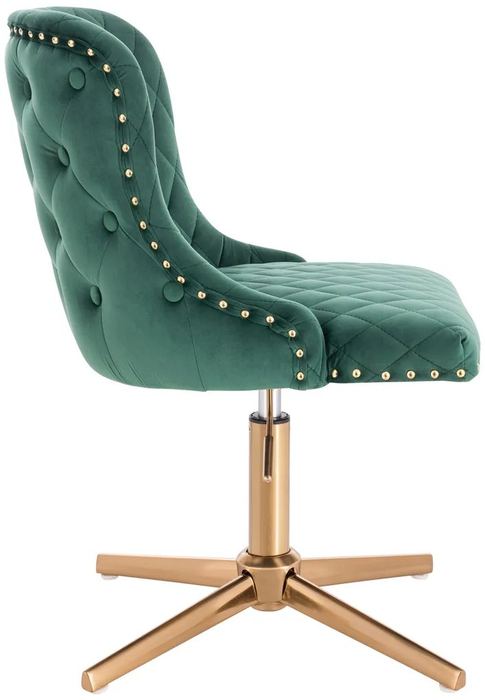 HR940CROSS Scaun Verde din Catifea cu Bază Aurie