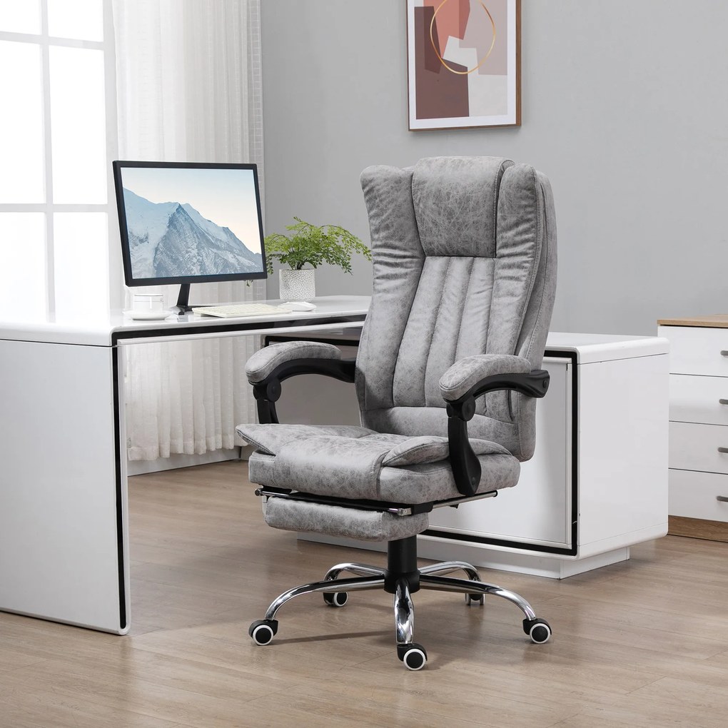 Scaun birou masaj si incalzire, pivotant 360°,62x67x113-120 cm,120 kg,Vinsetto | Aosom Romania