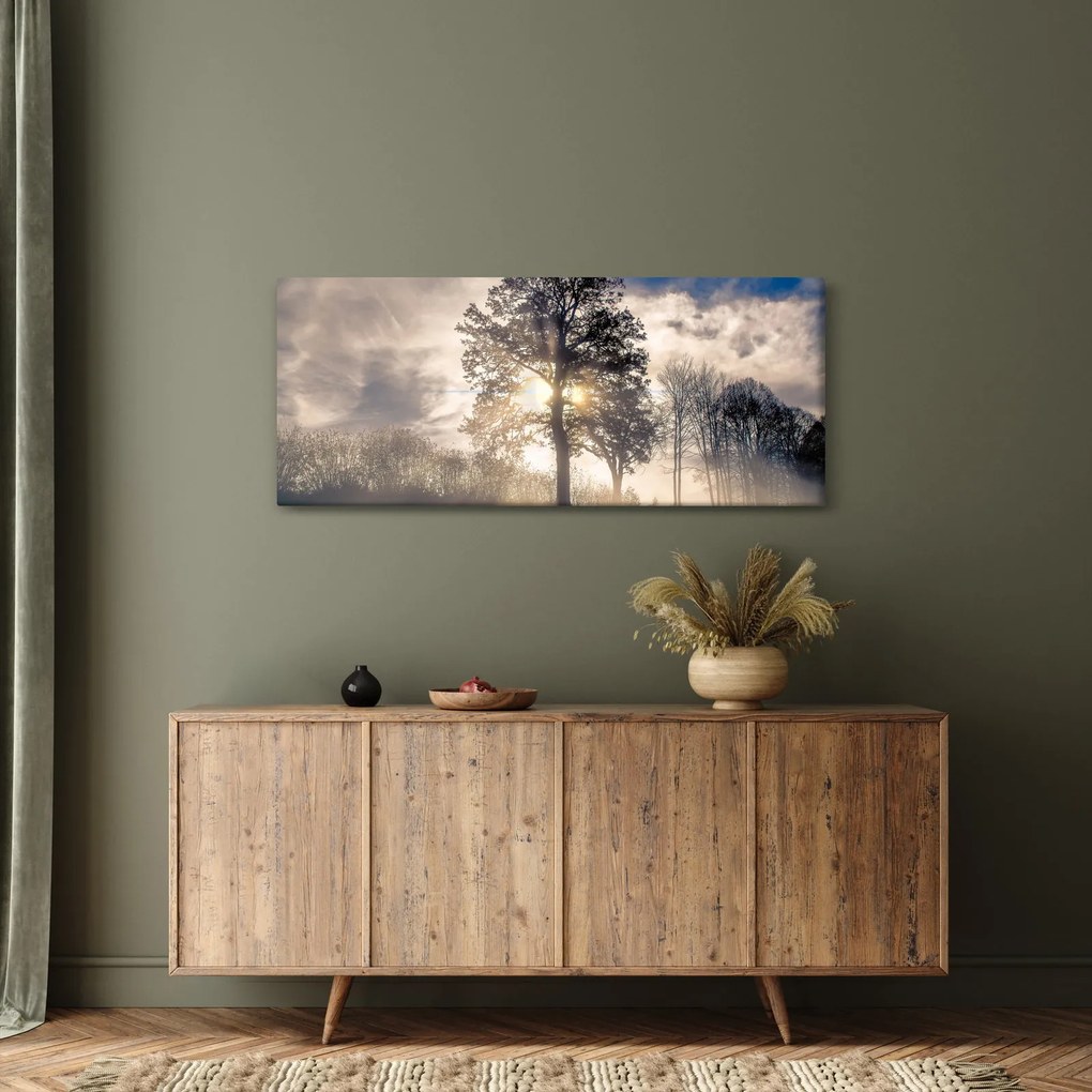 Tablou cu copac în ceață (120x50 cm)
