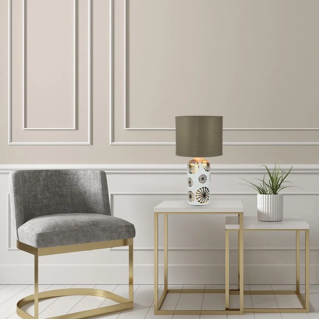 Veioza design modern GINGER alb/auriu/maro 6030 RX