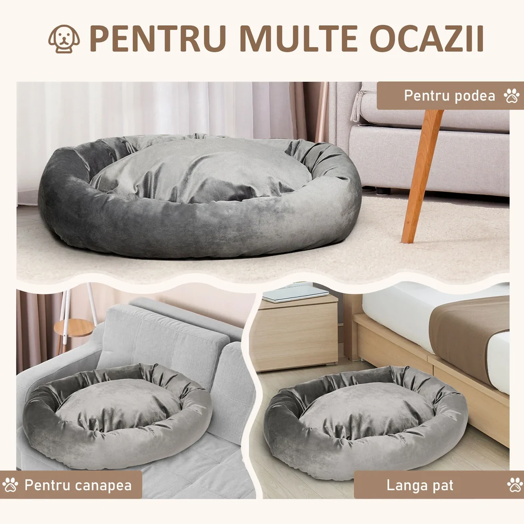 PawHut pat capitonat pentru caini, 102x74x23cm, gri inchis | AOSOM RO