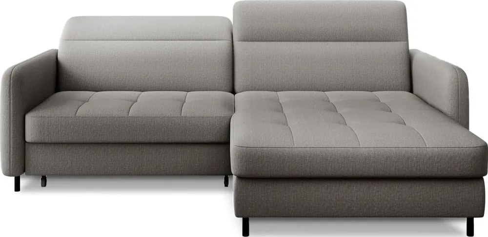 Colțar gri extensibil/cu spațiu de depozitare cu tapițerie din catifea (cu colț pe partea dreaptă/cu șezlong) Gomsi – ELTAP