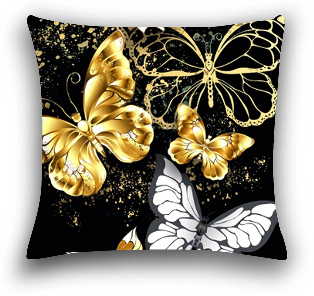 Fata de perna decorativa GOLD BUTTERFLY 40x50 cm, negru