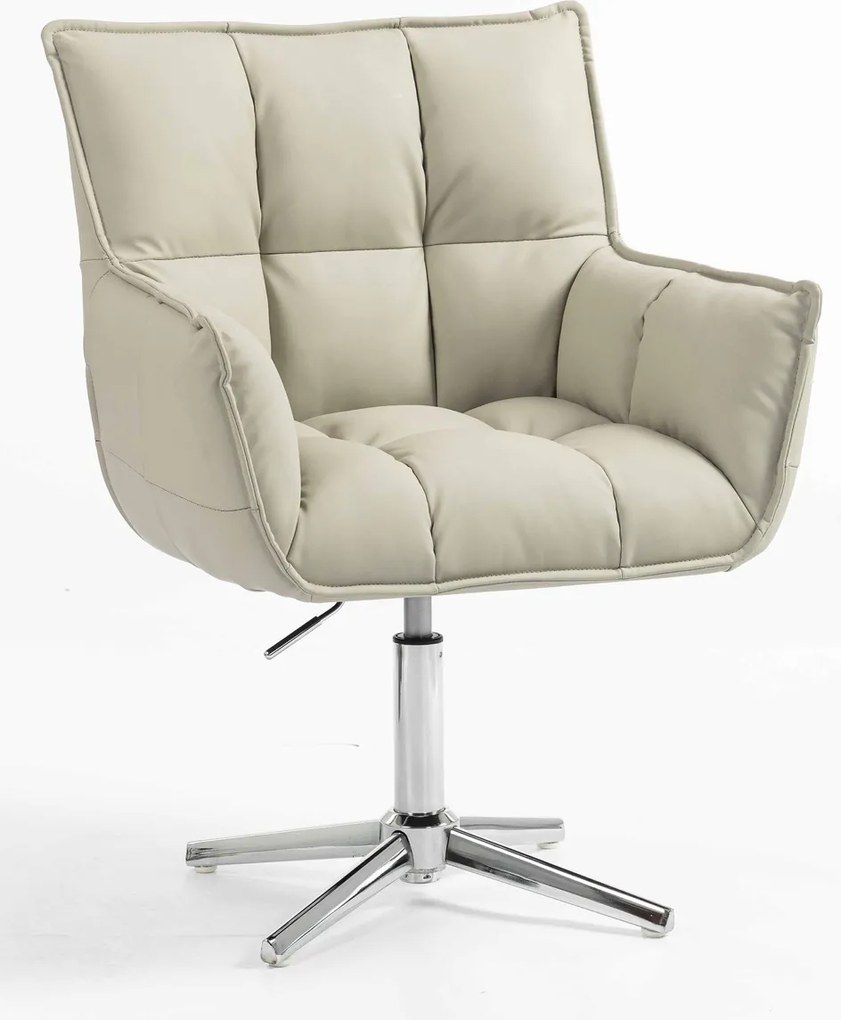 HR560CROSS Scaun Ecru Piele Ecologica Premium Soft cu Bază Cromata