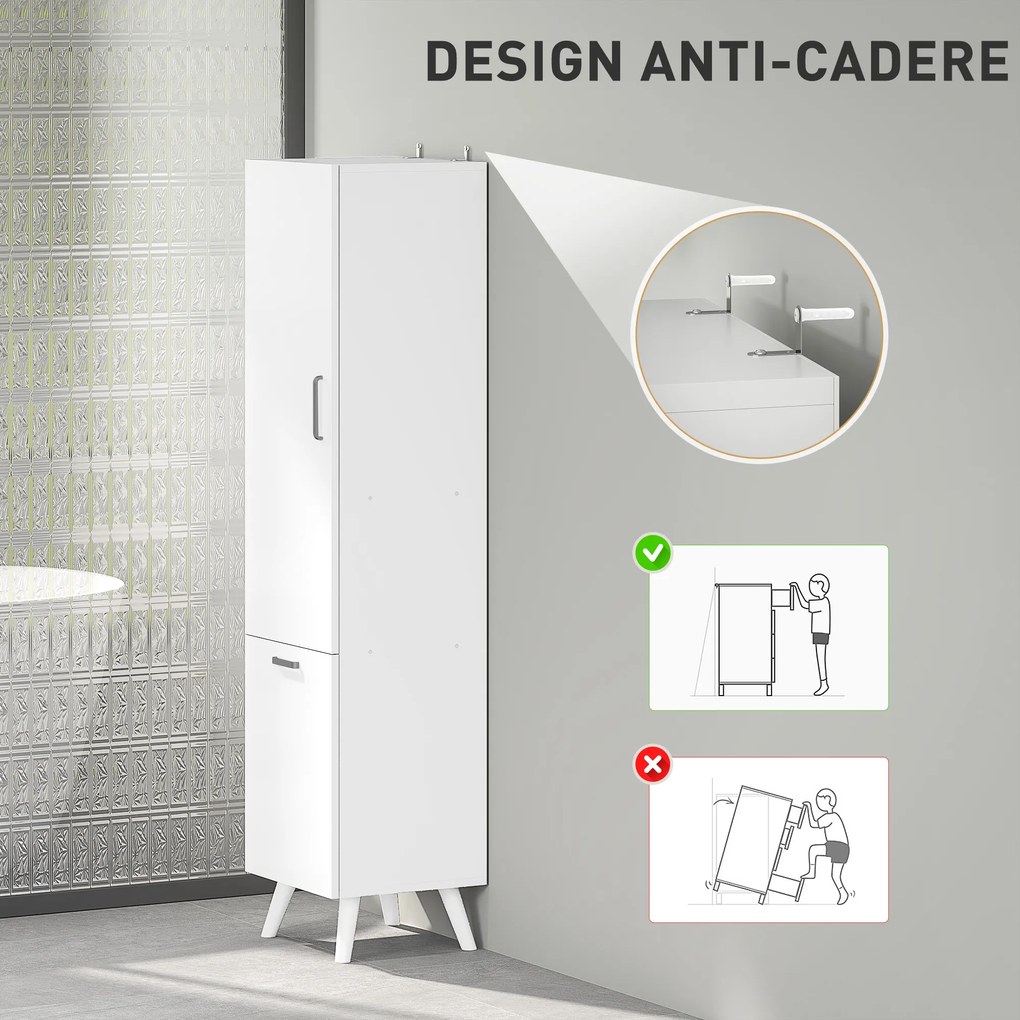 HOMCOM Dulap de Baie cu Dulap cu 3 Rafturi și Dulap Inferior Alb | Aosom Romania