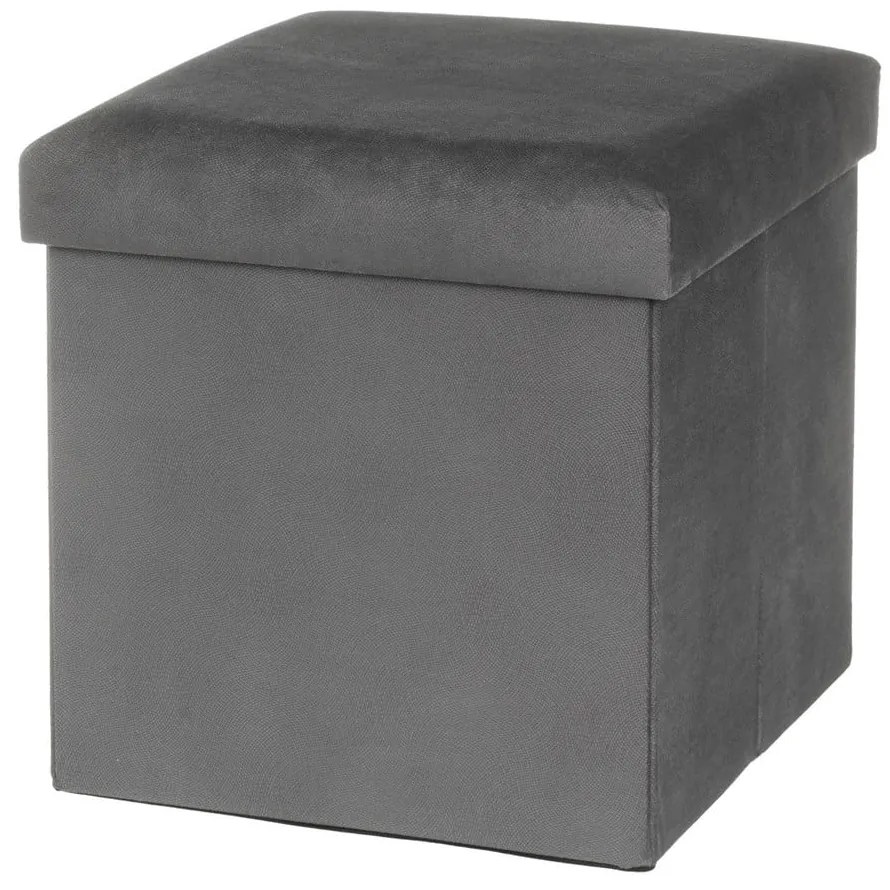 Taburet gri închis cu tapițerie din catifea Estela – Casa Selección