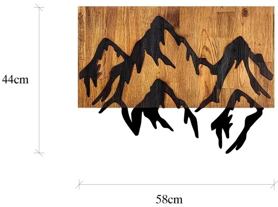 Decorațiune de perete 58x44 cm lemn/metal munți