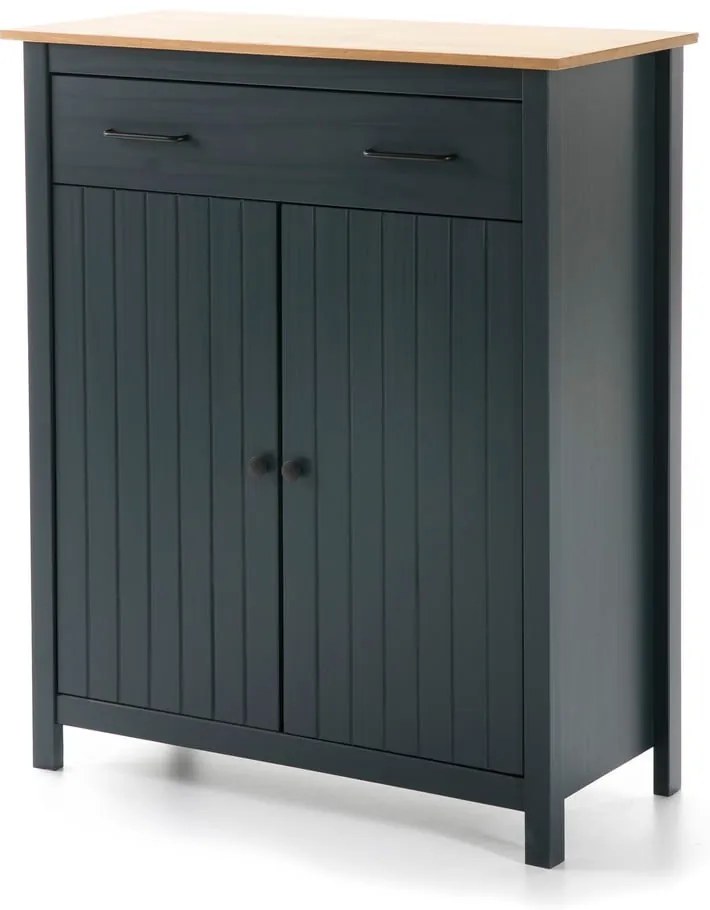 Comodă albastru-închis înaltă din lemn de pin 90x110 cm Miranda – Marckeric