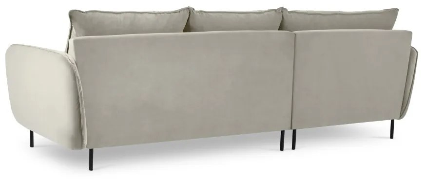 Coltar tapitat Vienna 5 locuri velvet/picioare negre – L255 x l170 x h95