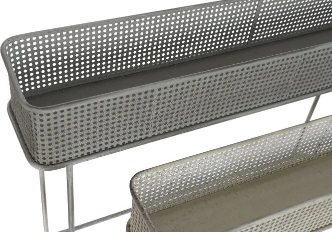 Set suporturi ghivece alb antichizat din metal, 100×22×70 cm și 80×20×53 cm, „White"