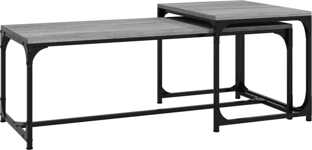 vidaXL Măsuțe de cafea, 2 buc., gri sonoma, lemn compozit