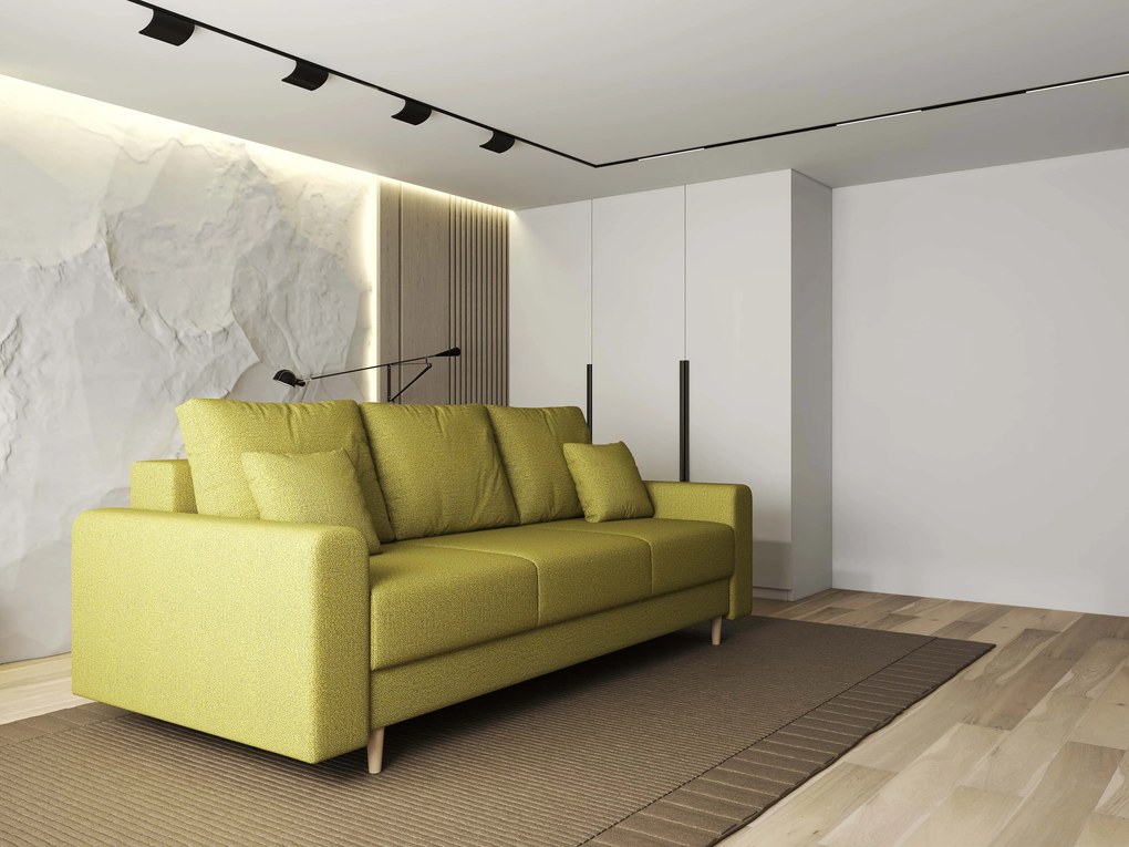 Canapea extensibilă dumonde cu ladă de depozitare si sezut confortabil din spuma high-density, Kronos Enjoy Verde 210x100 cm