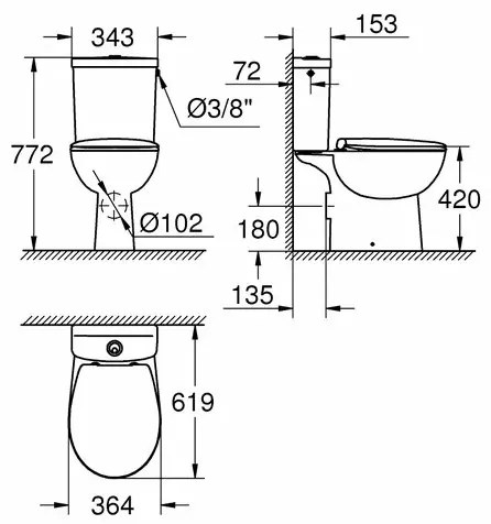 Set vas WC cu rezervor si capac softclose Grohe Bau Ceramic