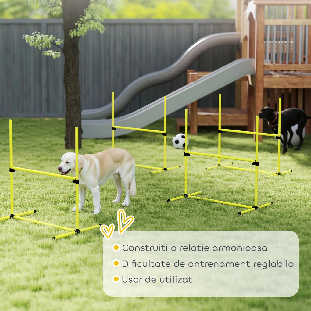 PawHut set din 4 obstacole pentru caini reglabile pe inaltime, 99x71x95, albastru | Aosom Romania
