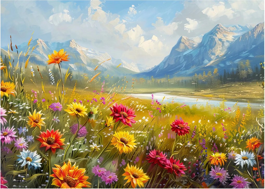 Tablou pe sticlă - Peisaj pictat (70x50 cm)