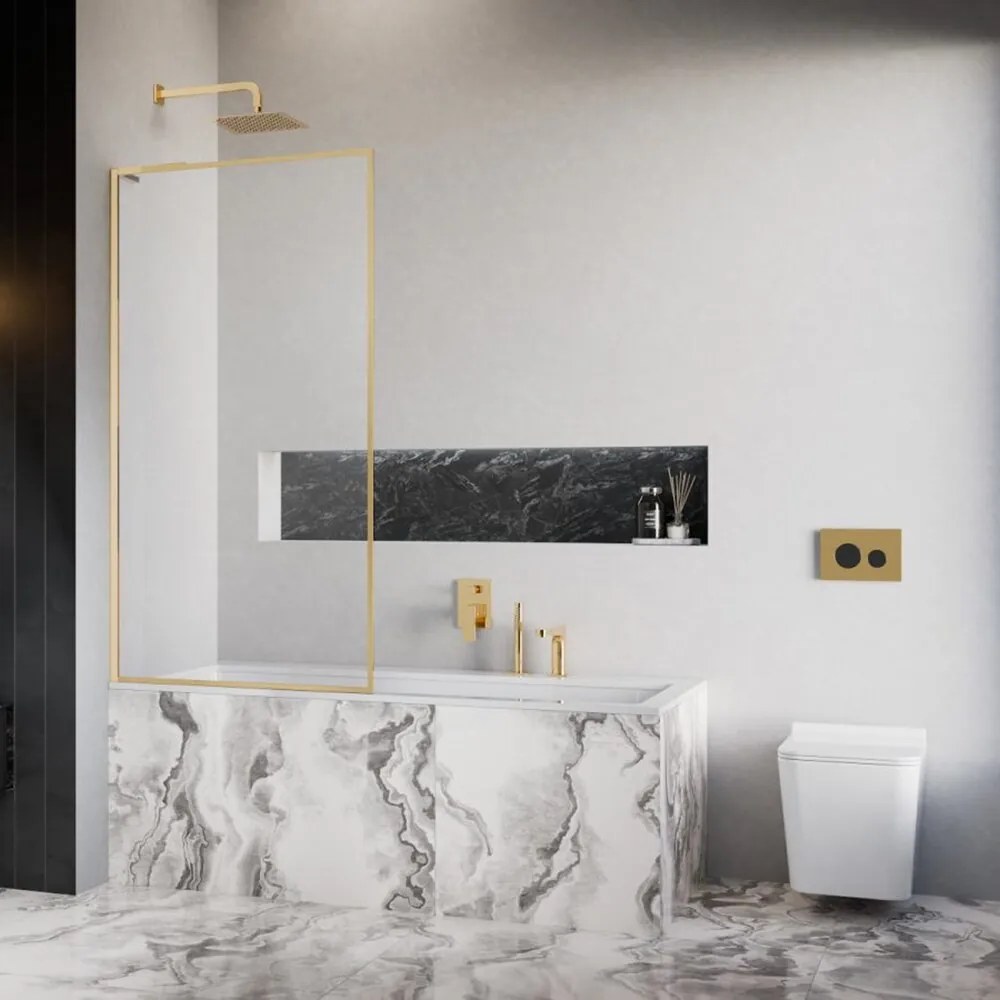 Paravan de cada Radaway Modo F SL PNJ II auriu lucios-transparent 80x150 cm sticla 8 mm stanga