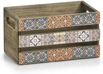 Cutie pentru depozitare din lemn Mosaic Small Multicolor, L24xl14xH13,5 cm