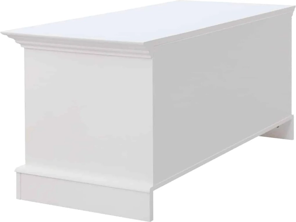 Băncuță lemn masiv alb cu Ladă, 112 × 45 × 51 cm