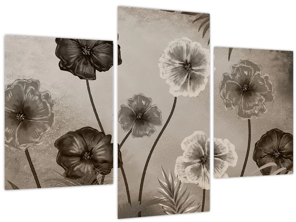 Tablou - Flori desenate (90x60 cm)