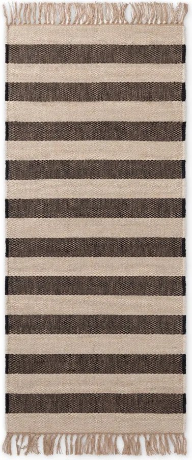 Covor tip traversă negru/crem reversibil/țesut manual din iută 80x200 cm Playa – Hanse Home