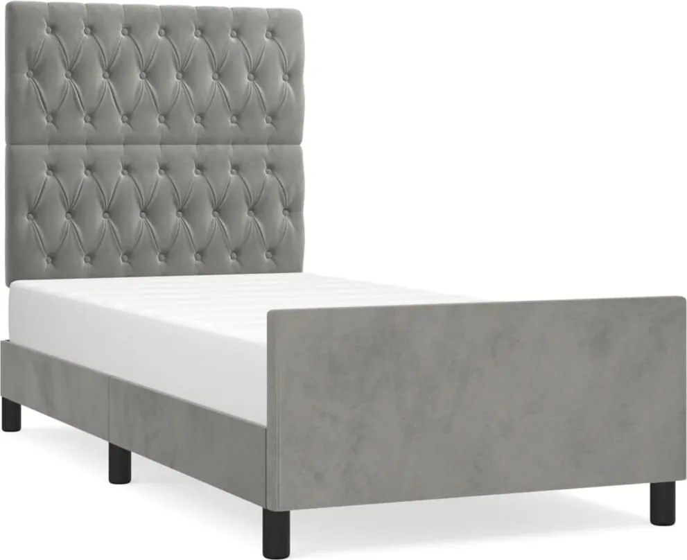 vidaXL Cadru de pat fără saltea, gri deschis, 90x190 cm, catifea