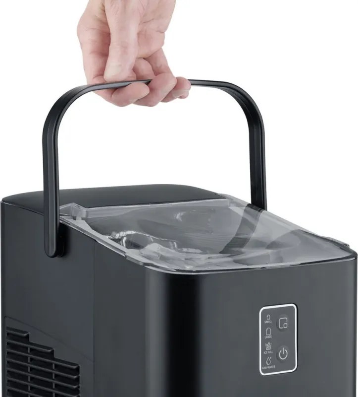 Masina de facut cuburi de gheata Caso IceChef Compact 3401, 120 W, 1 l, 12 kg/24 h, 2 dimensiuni, Autocuratare, Cu compresor, Negru mat