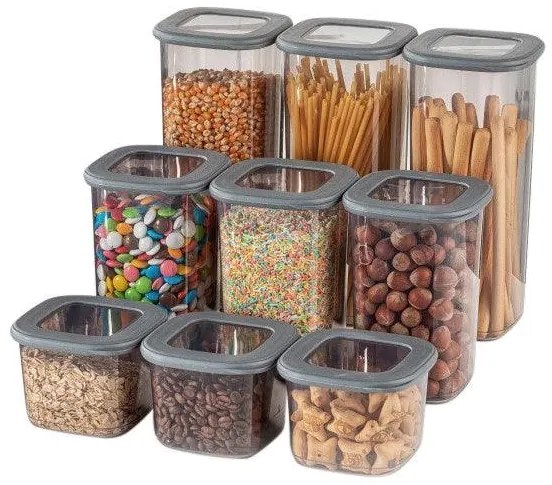 Set cutie de depozitare Storage Box Set   BNM9LU Bucatarie , Gri, 10 x 25 x 10 cm