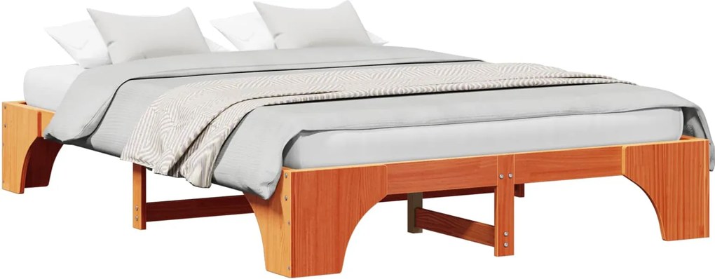 vidaXL Cadru de pat Maroniu cerat 150 x 200 cm Lemn de pin masiv