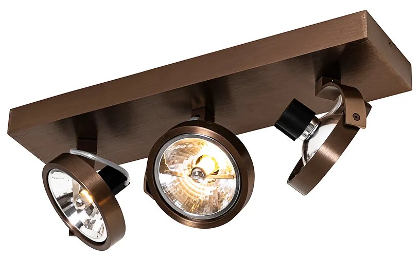 Spot de design bronz închis cu 3 lumini rotativ și înclinabil - Go