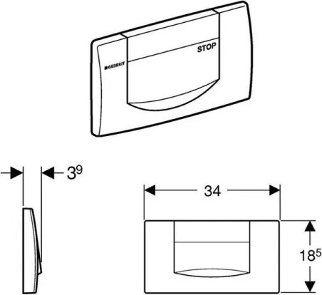 Geberit 115.222.11.1 - Buton de acționare 200F, 34 x 18,5, alb alpin