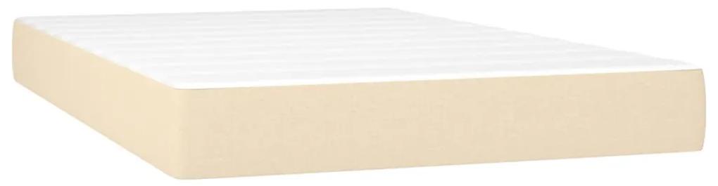 Pat box spring cu saltea, crem, 120x200 cm, textil Crem, 120 x 200 cm, Design cu nasturi