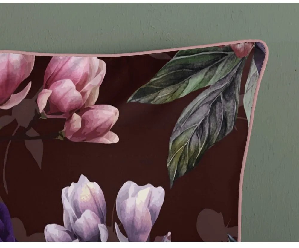 Lenjerie de pat din bumbac organic pentru pat de o persoană Descanso Gerbera, 140 x 220 cm, violet închis