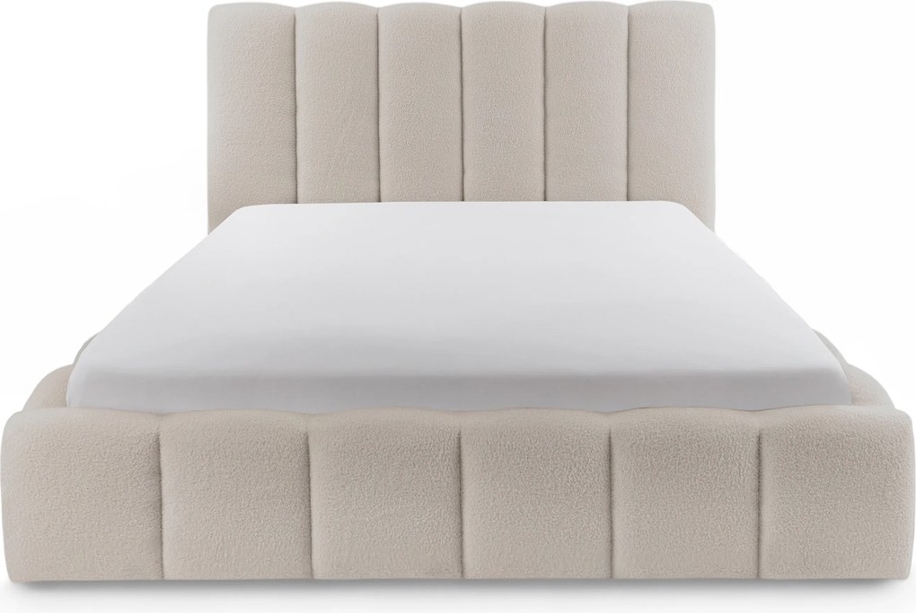 Pat tapițat cu ladă de depozitare Aura 160x200 - bouclé bej Quelle 03