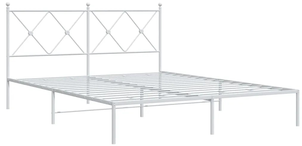 376554 vidaXL Cadru de pat metalic cu tăblie, alb, 160x200 cm