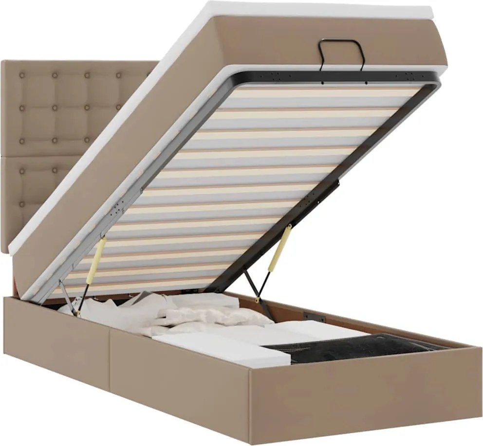 vidaXL Pat otoman cu saltea, cappucino, 80x200cm, piele ecologică