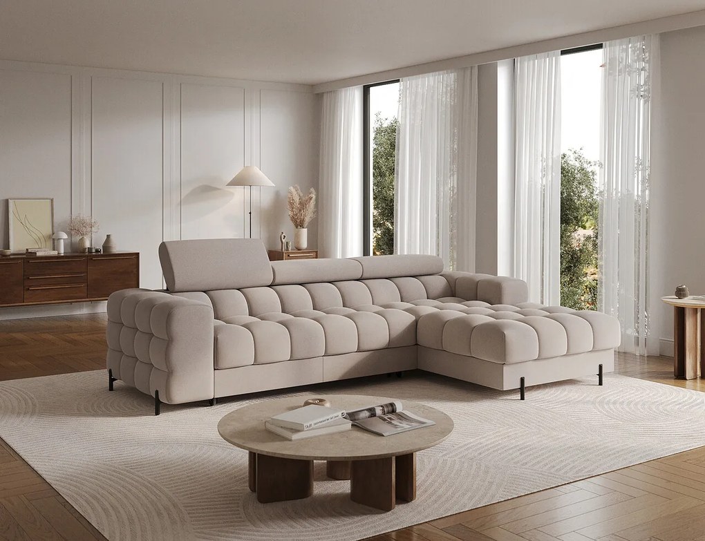 Coltar extensibil dreapta 3 locuri ELTAP, RT-18SO, Felro, 285x181x93 cm, lemn/poliester, bej