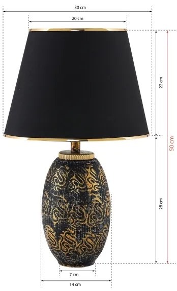 Lampă de masă RAMZES 1xE27/40W/230V neagră/aurie