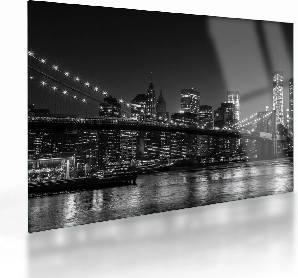 Tablou pe sticlă cu podul Brooklin în New York (70x50 cm)