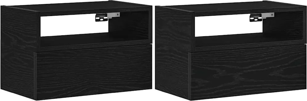 vidaXL Noptiere de perete, 2 buc., negru, 45x26x28,5 cm